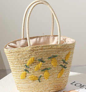 Fruit-Inspired Woven Tote Bag