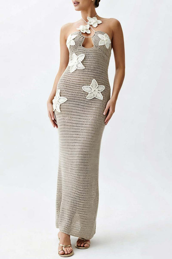 Sleeveless Knit Halter Maxi Dress