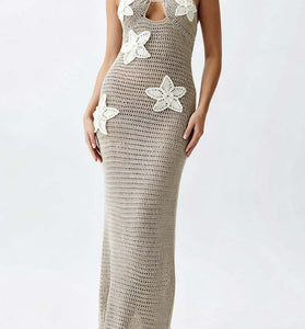 Sleeveless Knit Halter Maxi Dress