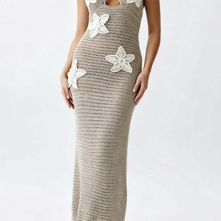 Sleeveless Knit Halter Maxi Dress