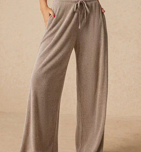 Comfy Ribbed Drawstring Casual Pants