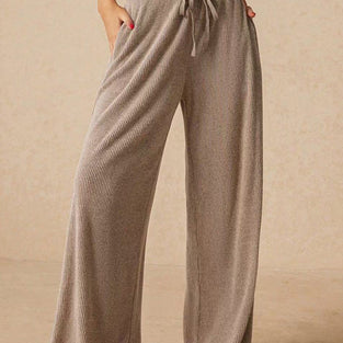 Comfy Ribbed Drawstring Casual Pants