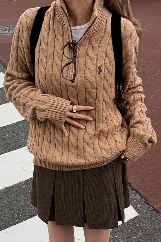 Cable Knit Quarter-Zip Sweater