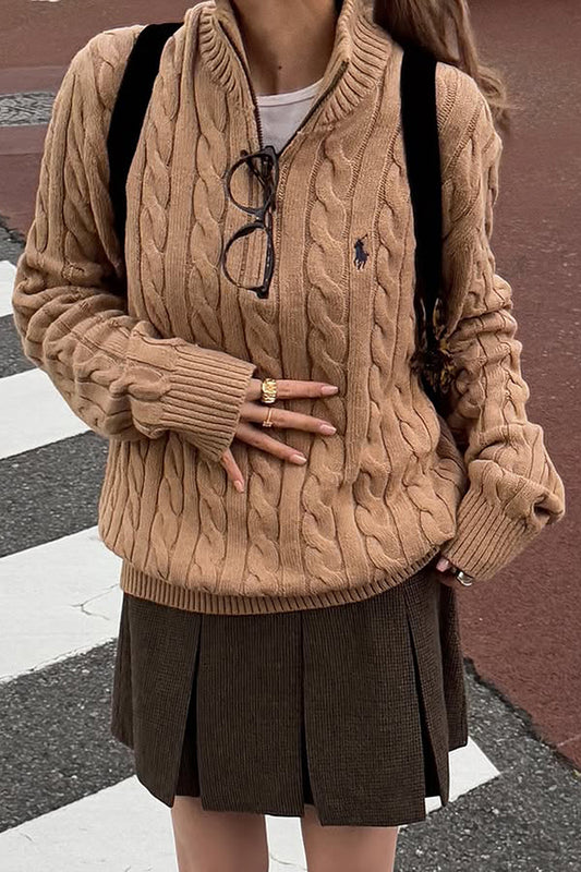 Cable Knit Quarter-Zip Sweater