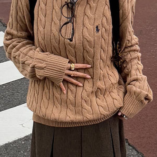 Cable Knit Quarter-Zip Sweater