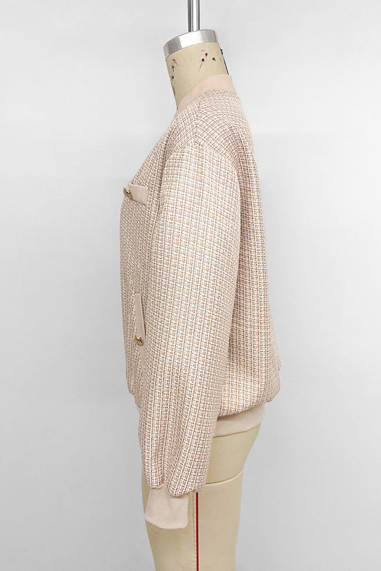 Chic Textured Button-Up Bomber Jacket