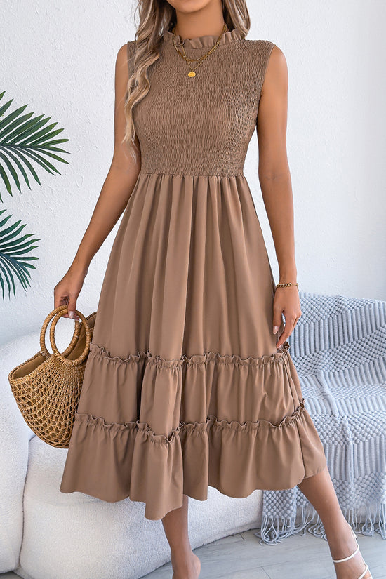 Sleeveless Smocked Casual Dress