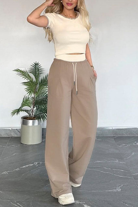 Chic Crop Top and Wide Leg Pants Set