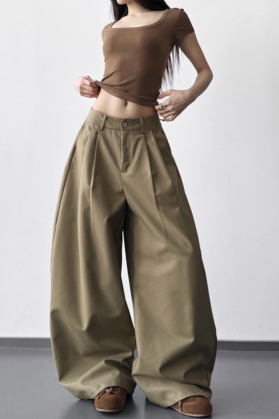 Wide-Leg Flowing Casual Pants