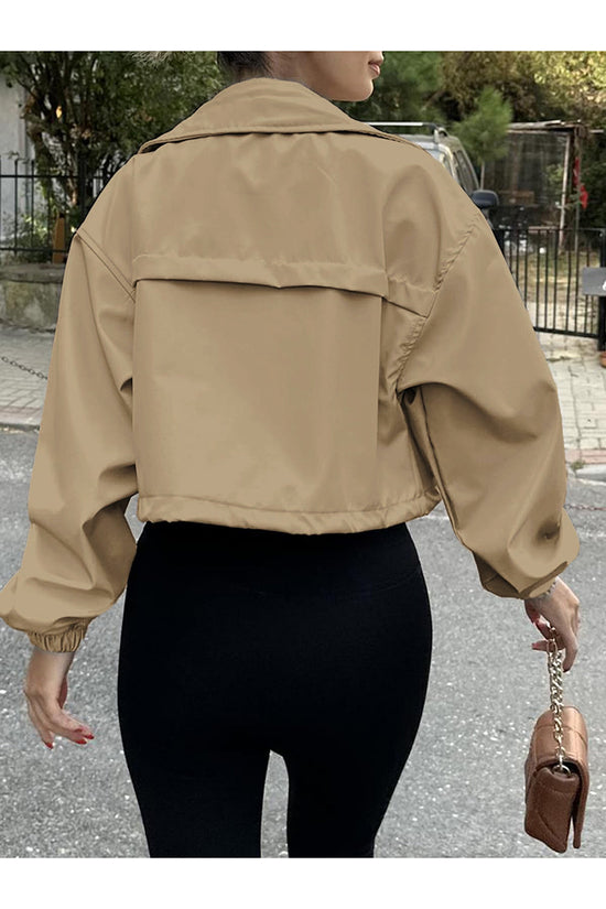 Cropped Zip-Up Drawstring Jacket