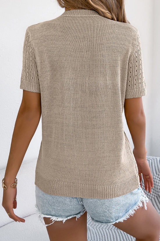 Button-Up Open-Knit Top