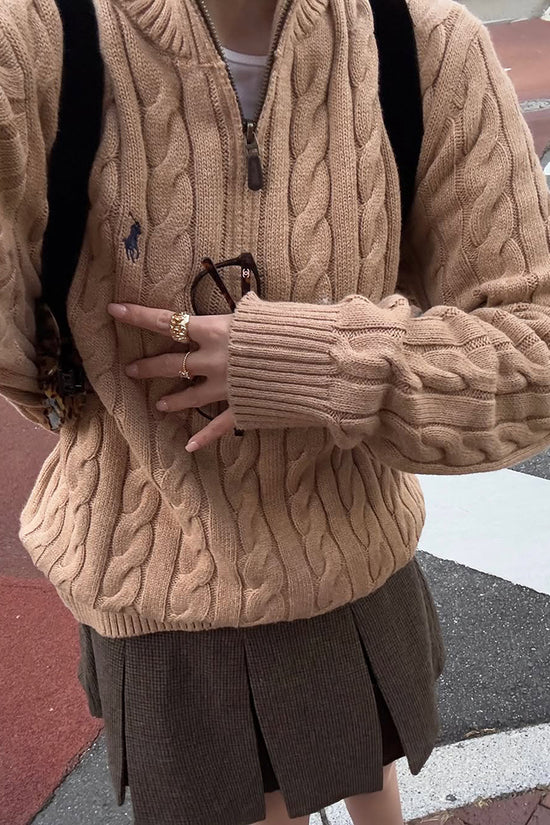 Cable Knit Quarter-Zip Sweater