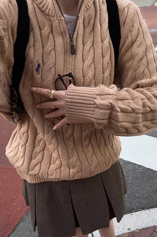 Cable Knit Quarter-Zip Sweater