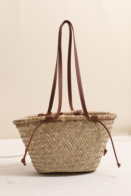 Floral Motif Woven Tote Bag