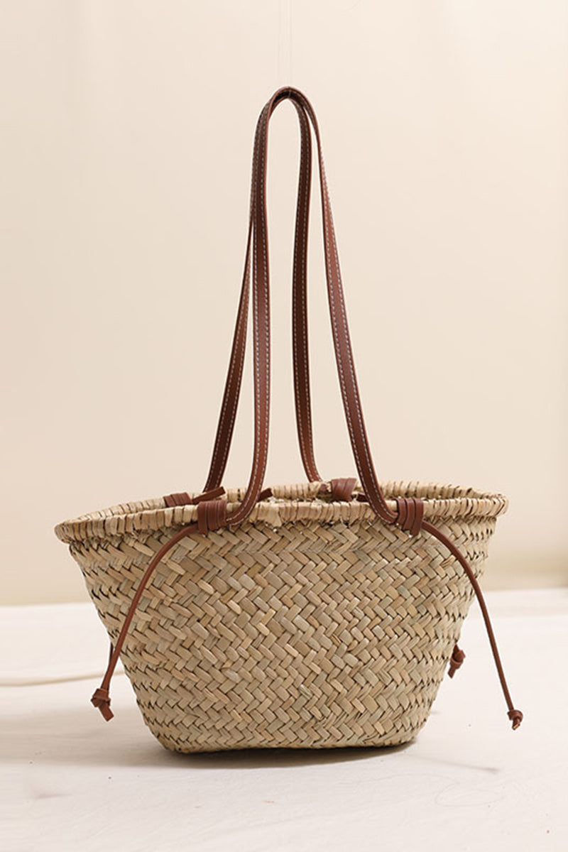 Floral Motif Woven Tote Bag