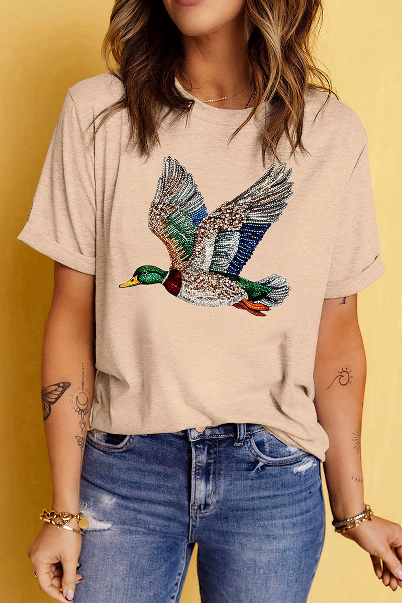Flying Mallard Print Crew Neck T-Shirt