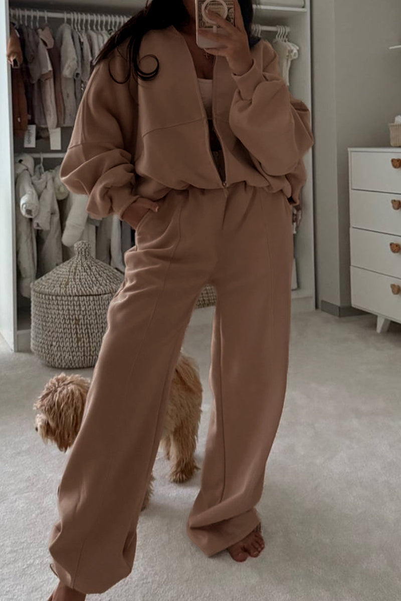 Casual Relaxed Fit Pants Set