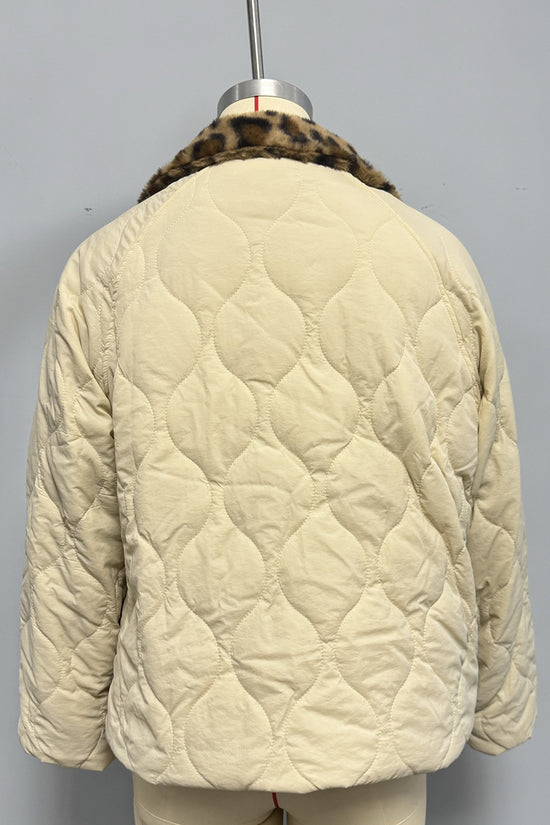 Quilted Leopard Trim Jacket