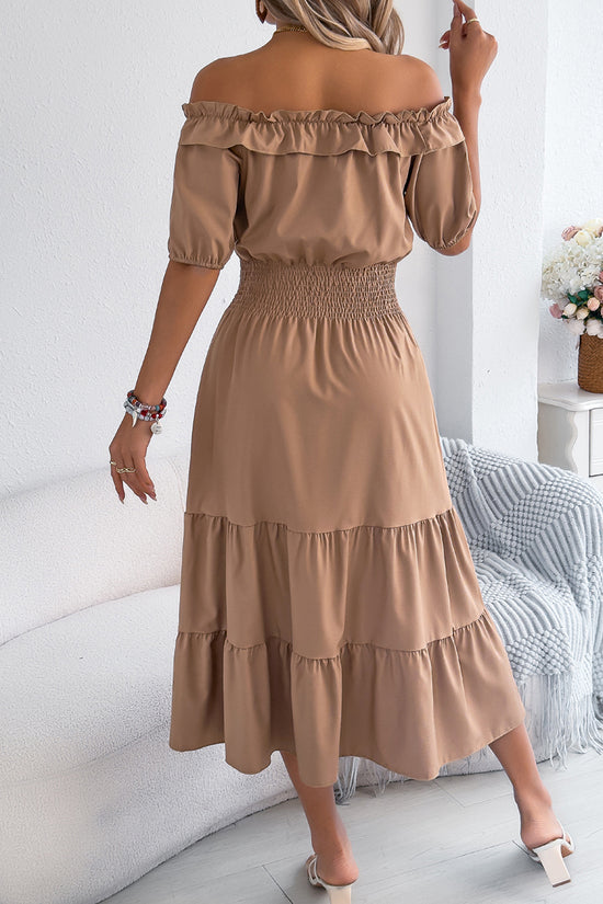 Off-Shoulder Ruffle Midi Dress