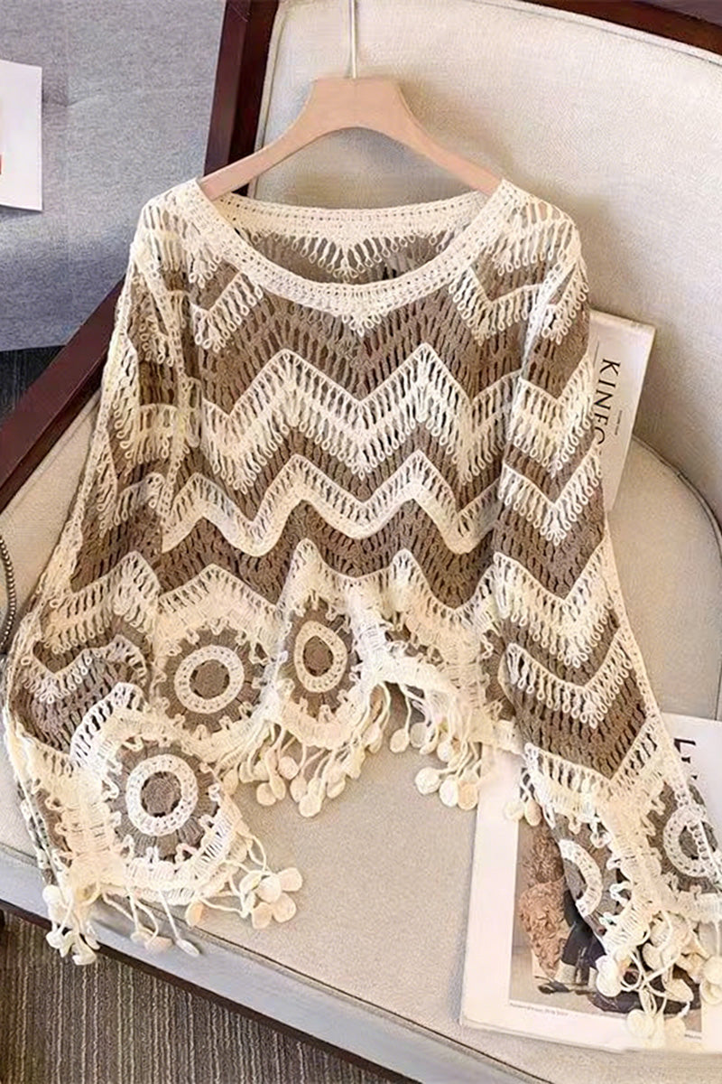 Zigzag Pattern Fringed Sweater