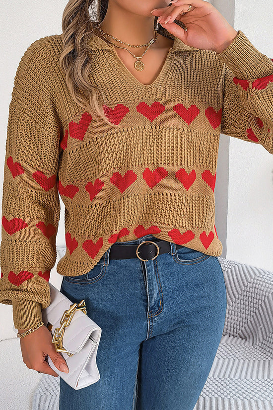 Heart Motif Knit Sweater