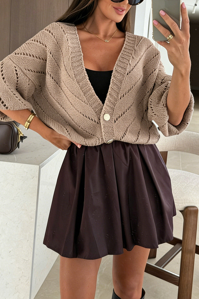 Oversized Knit Button-Front Cardigan