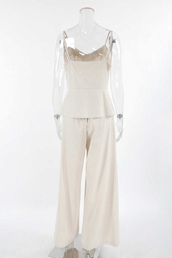 Elegant Sleeveless Peplum Pants Set