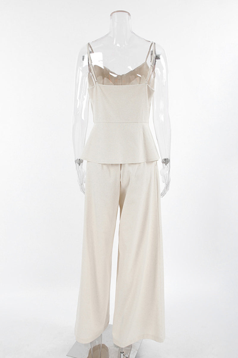 Elegant Sleeveless Peplum Pants Set