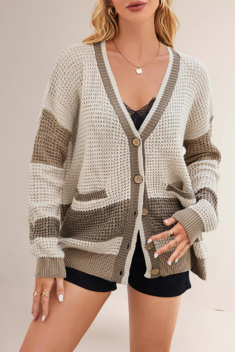 Striped Button-Up Cardigan