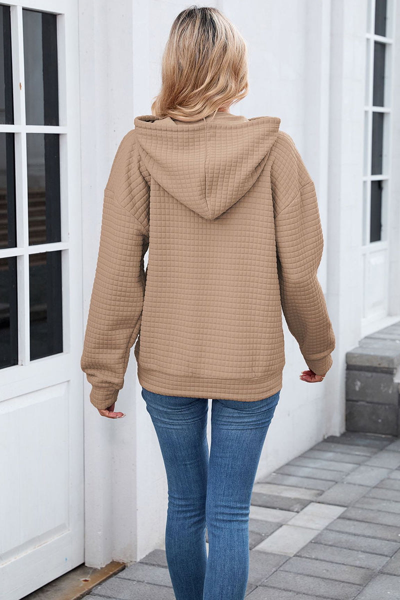 Textured Casual Hoodie with Pocket