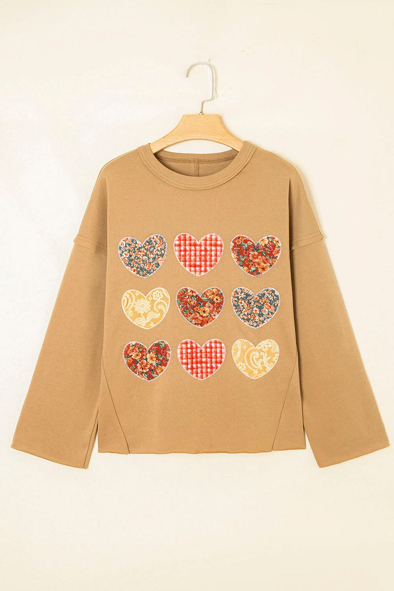 Heart Detail Patchwork Sweatshirt