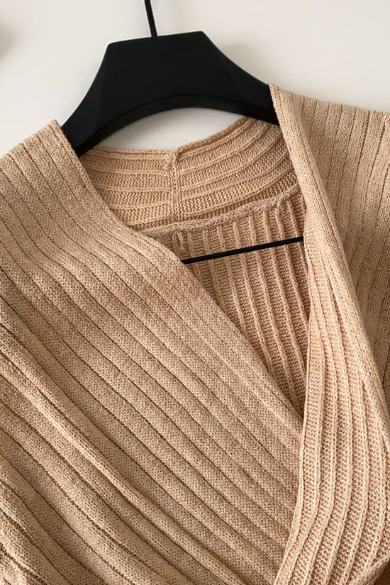 Ribbed Wrap Front Sleeveless Top