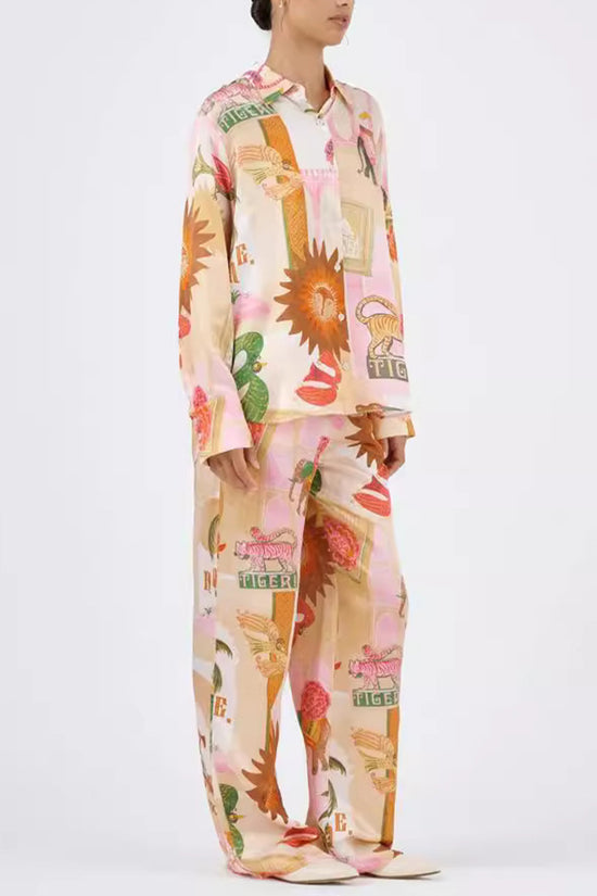 Abstract Print Relaxed Pants Set