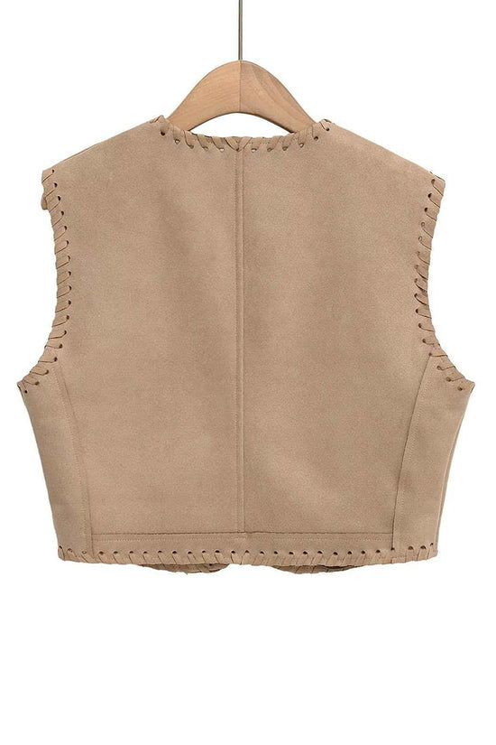 Whipstitch Detail Sleeveless Vest
