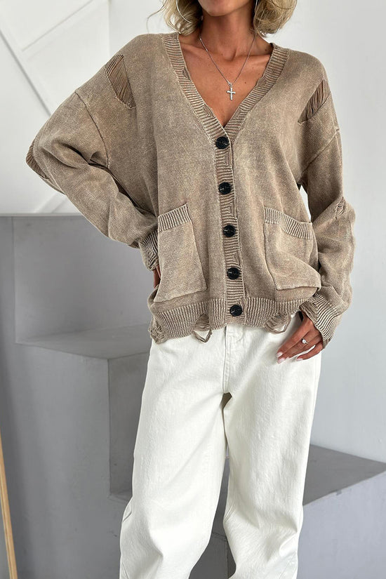 Oversized Button-Up Cardigan with Pockets