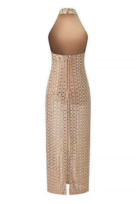 Geometric Sleeveless Mesh Bodycon Dress