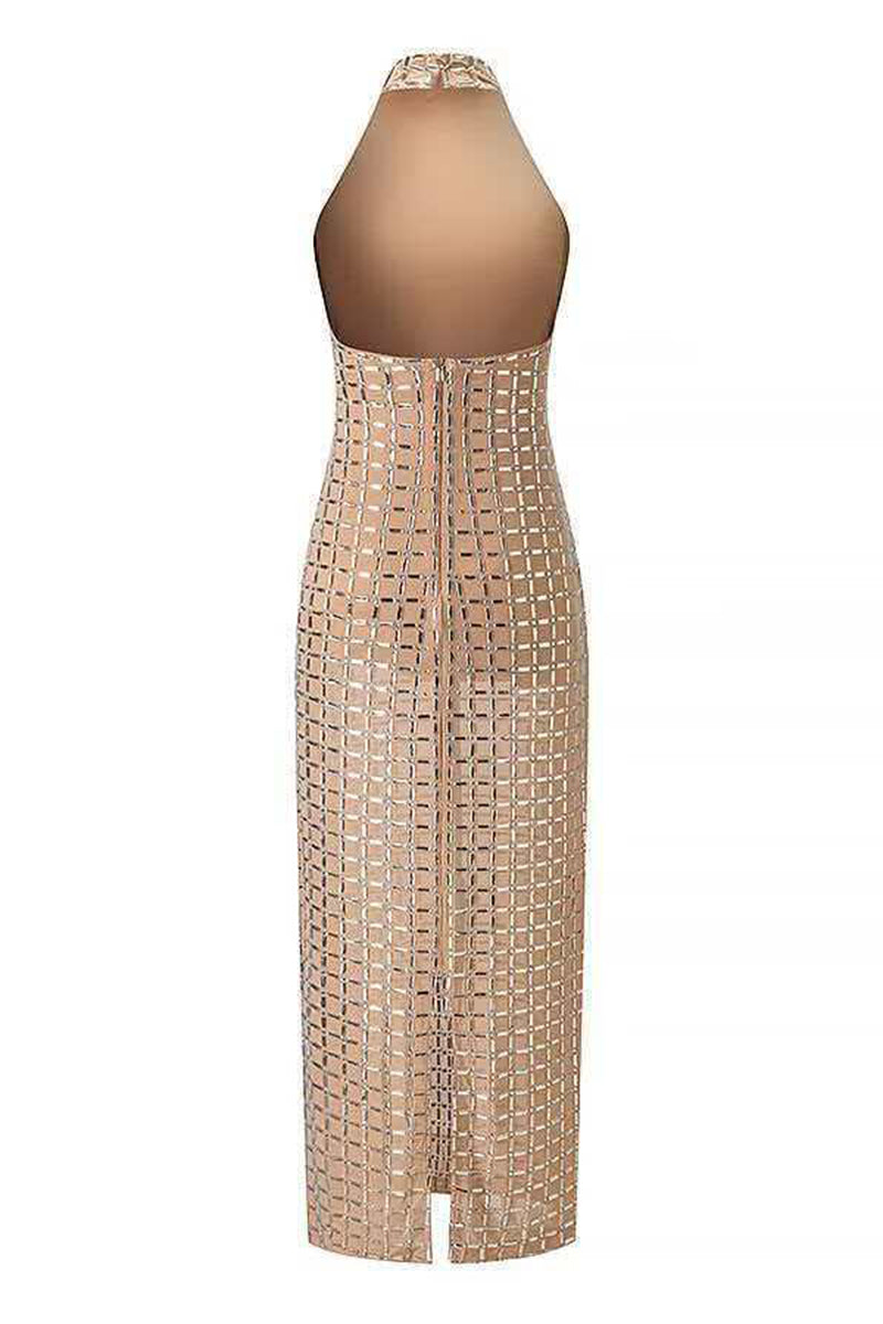 Geometric Sleeveless Mesh Bodycon Dress
