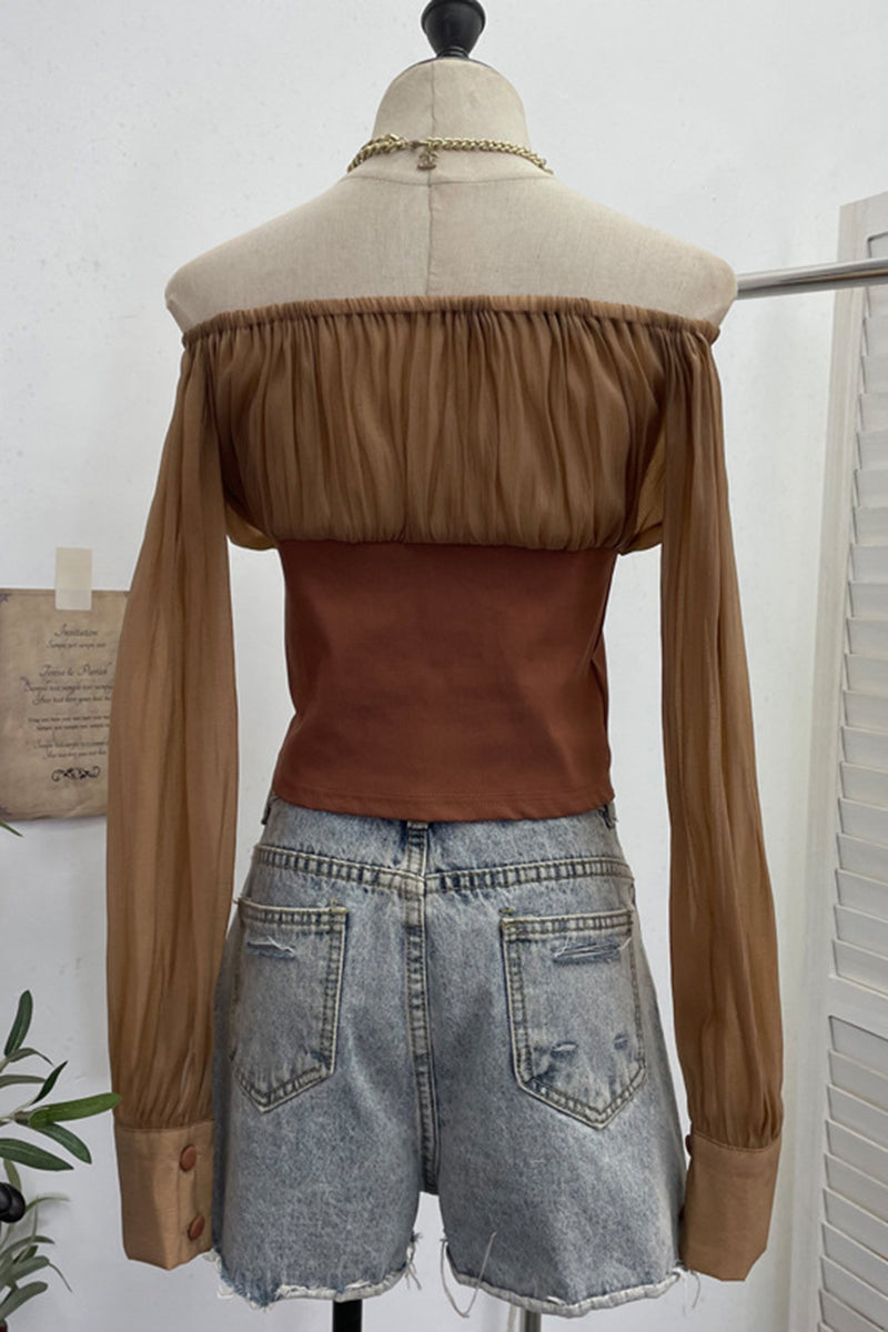 Off-Shoulder Long Sleeve Blouse