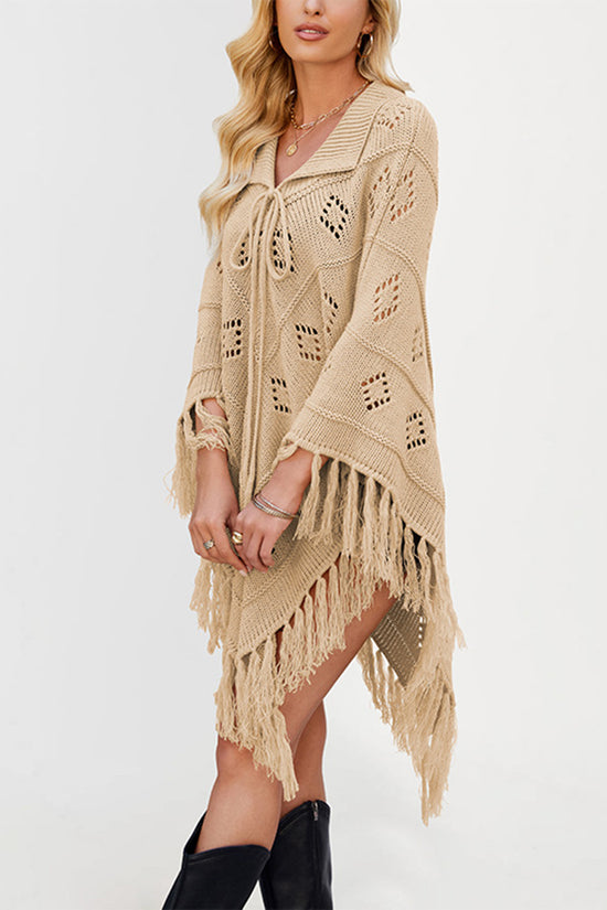 Fringe Knit Poncho
