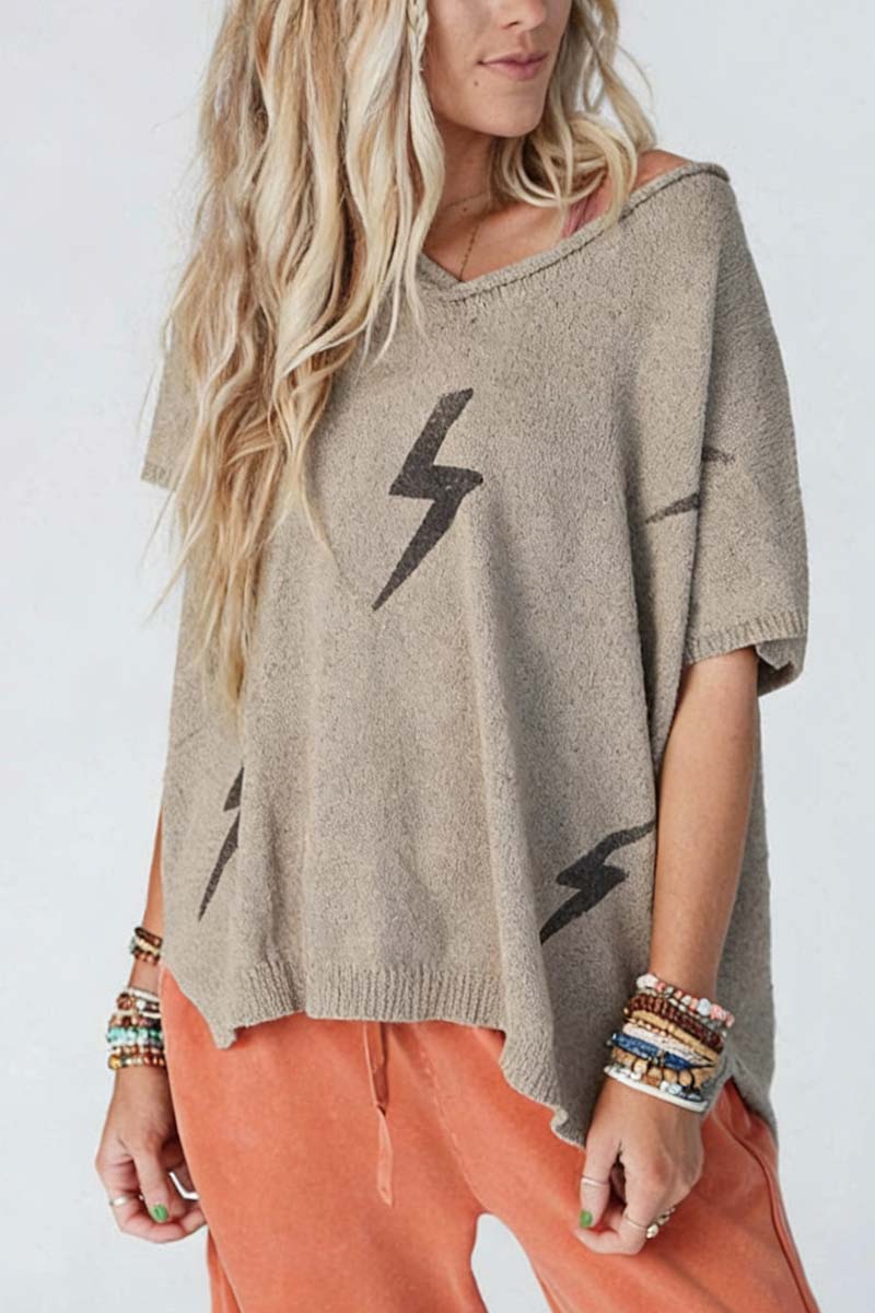 Lightning Bolt Short Sleeve Sweater