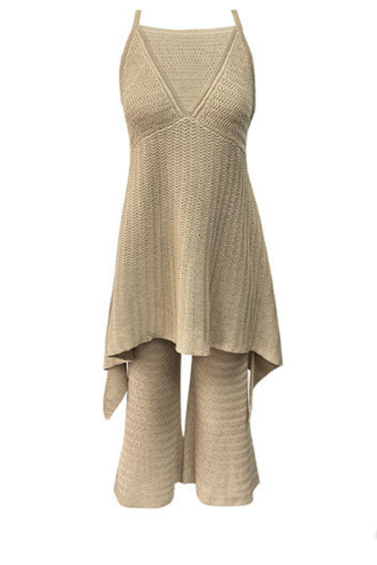 Asymmetric Hem Pants Set