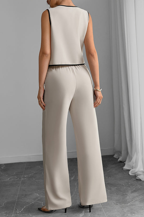Tie-Front Sleeveless Pants Set