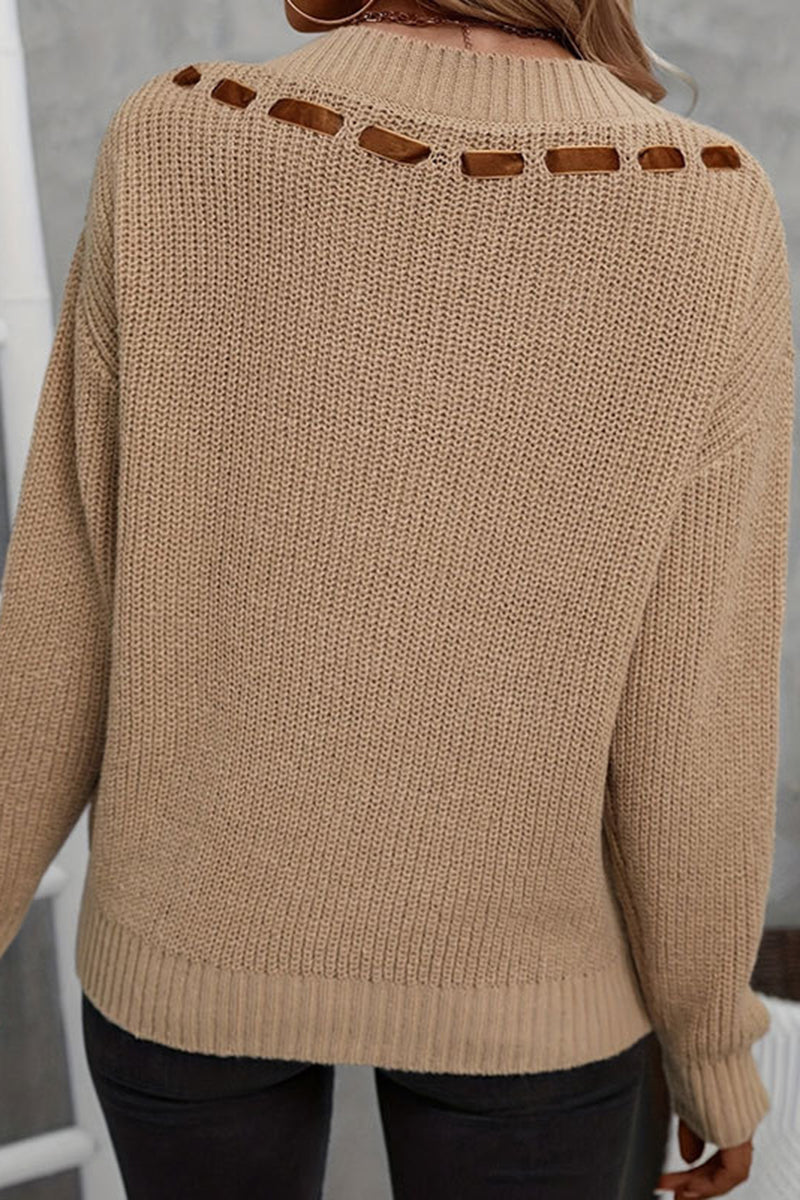 Ribbon Detailed V-Neck Sweater
