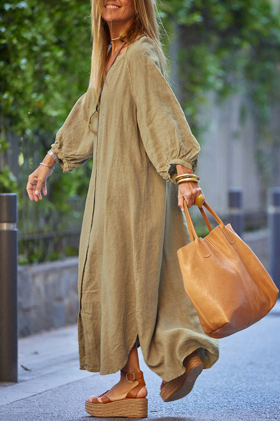Button-Down Long Sleeve Casual Dress