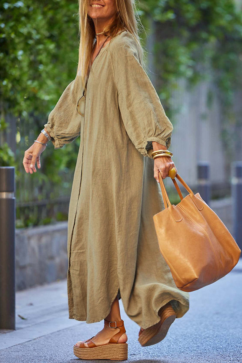 Button-Down Long Sleeve Casual Dress
