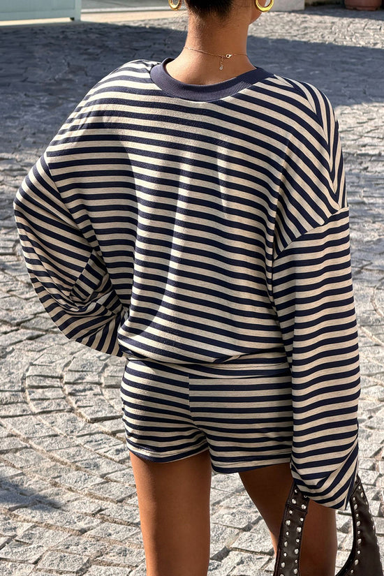 Striped Long Sleeve Top and Shorts Set