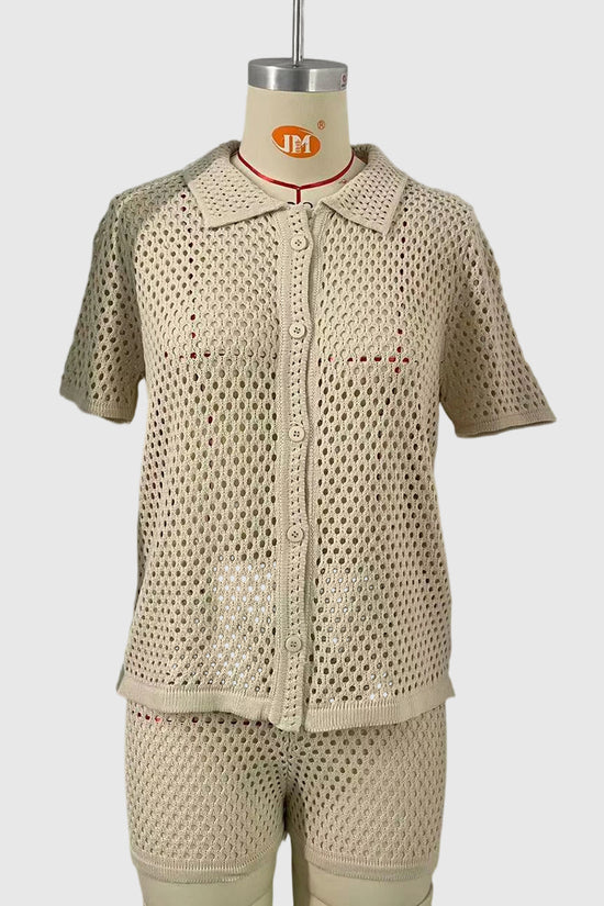 Mesh Knit Short Sleeve Set