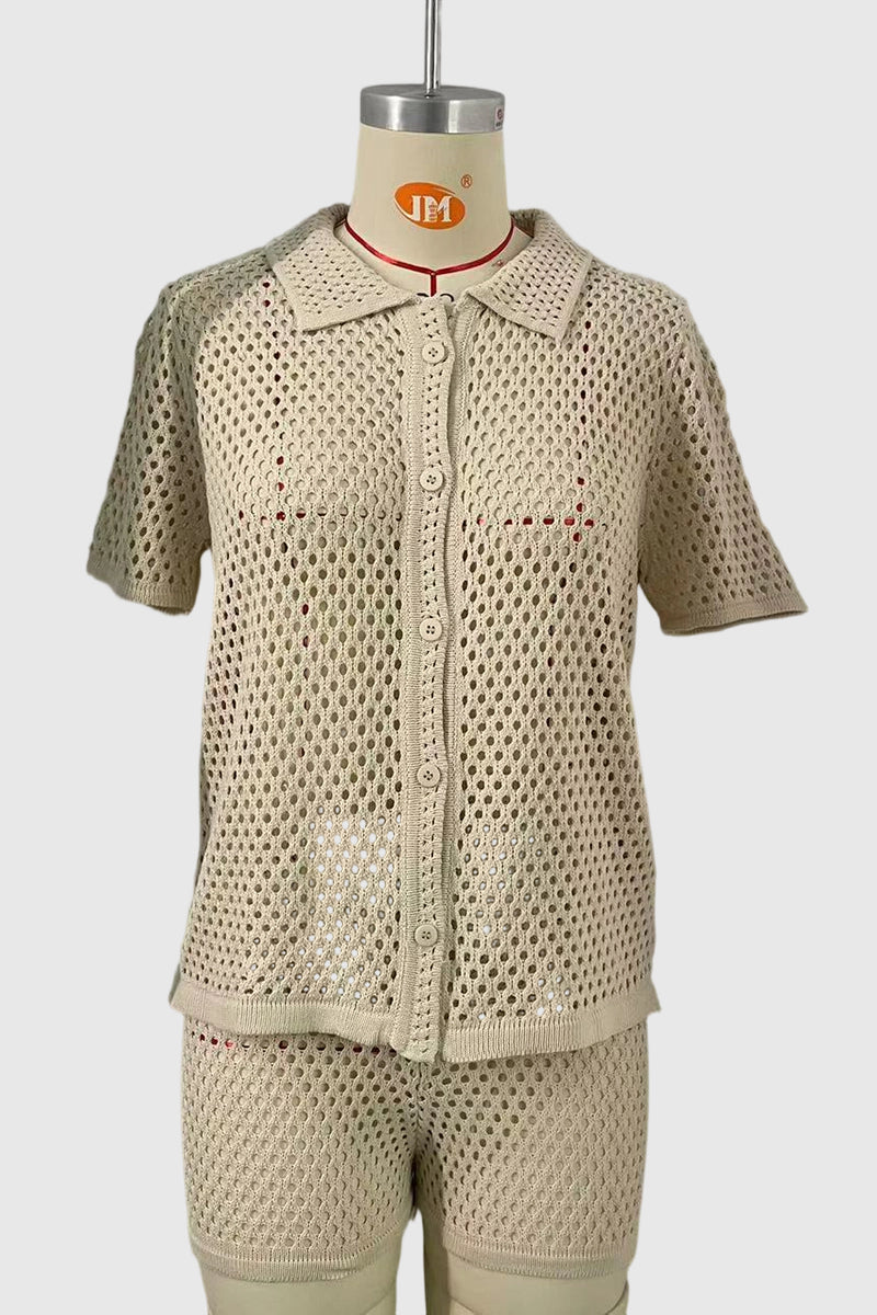 Mesh Knit Short Sleeve Set