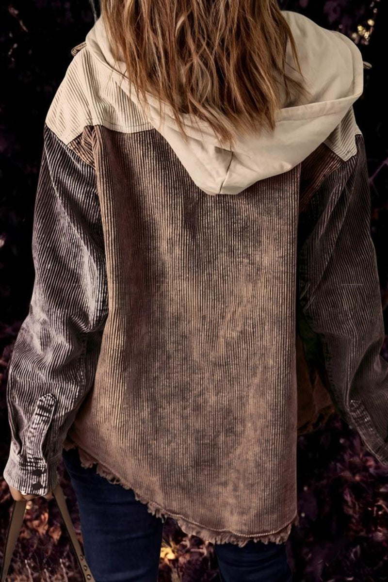 Textured Hooded Oversized Jacket