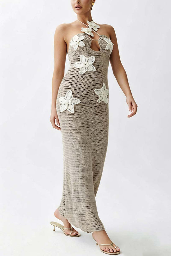 Sleeveless Knit Halter Maxi Dress